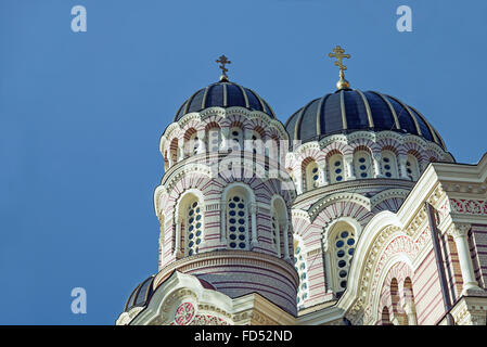 Immagine della bella cattedrale ortodossa in Riga, Lettonia. Foto Stock