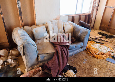 Una casa abbandonata a Bombay Beach, California, sulla riva orientale del Salton Sea Foto Stock