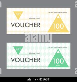 Progettazione del modello gift voucher con elementi triangolari. Bellissimo design certificato Illustrazione Vettoriale