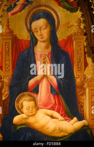 Galleria Nazionale di Bologna. Madonna e Bambino. Dettaglio di un polittico. Antonio Vivarini 1450. Foto Stock