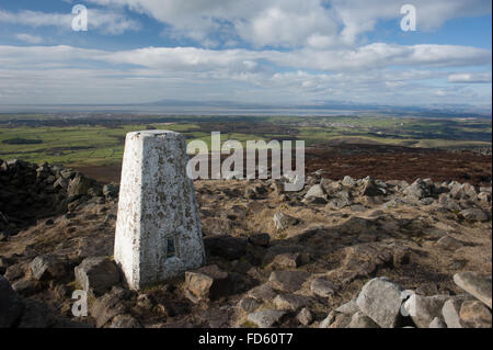 Trigpoint sul vertice di Clougha Pike Foto Stock