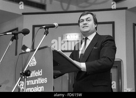 John Prescott parlando al bacino europee campagna conferenza di Edimburgo, 1988 Foto Stock