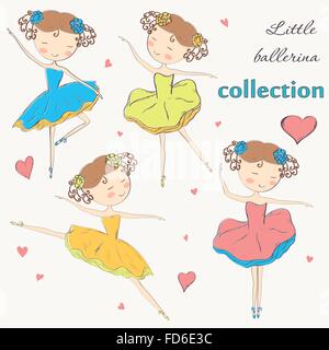 Set di disegnati a mano ballerine doodle design. Illustrazione Vettoriale. Illustrazione Vettoriale
