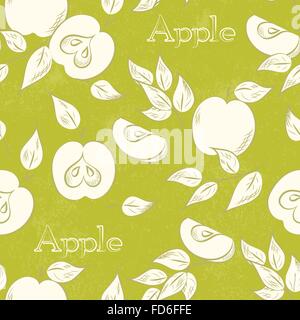Apple seamless pattern . Illustrazione Vettoriale. Retrò design di frutta. Vector vecchio trama della carta sullo sfondo. Illustrazione Vettoriale