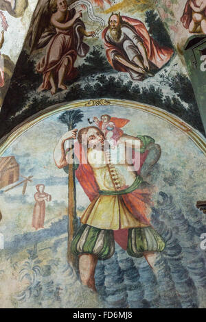 All'interno del Santuario di Atotonilco Messicano con il Barocco folk murales dipinti sui soffitti e pareti in Atotonilco, Messico. Le pitture sono state realizzate da Antonio Martinez de Pocasangre e Jose Maria Barajas per un periodo di trenta anni ed è conosciuta come la Cappella Sistina del Messico. Foto Stock