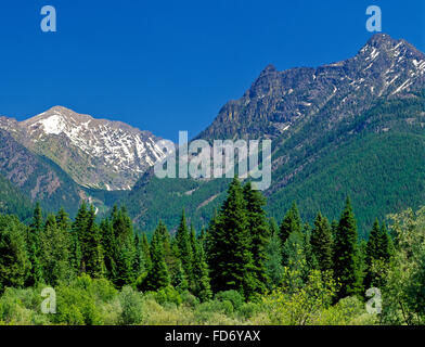 Con le racchette da neve e ibex picchi nell'armadio montagne vicino a Troy, montana Foto Stock