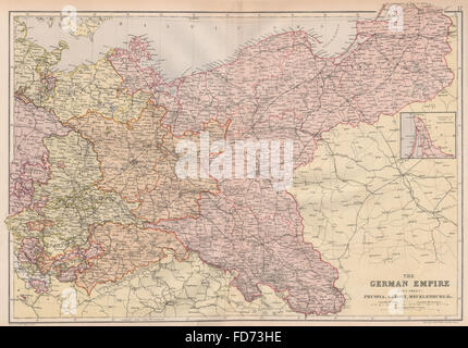 Impero tedesco est: Prussia Sassonia Mecklenburg.Polonia.Ferrovie. BLACKIE 1882 mappa Foto Stock