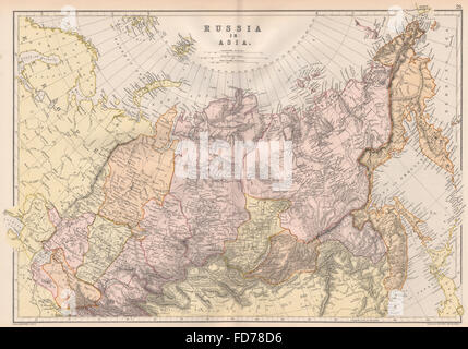 La RUSSIA IN ASIA: Siberia. Scala in Versts. In Asia centrale. BLACKIE, 1882 mappa vecchia Foto Stock