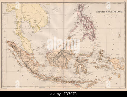 Le Indie orientali olandesi: 'arcipelago indiano' Indonesia Filippine Singapore 1882 mappa Foto Stock