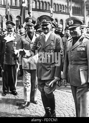 Adolf Hitler e Benito Mussolini a Monaco di Baviera, 1938 Foto Stock