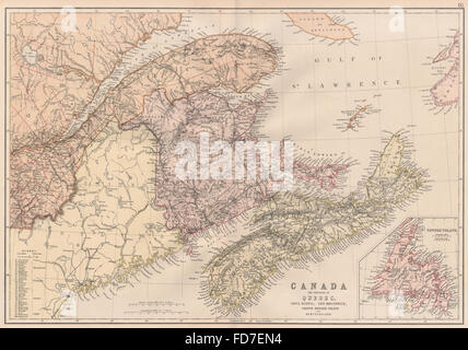 CANADA Maritime Provinces: QC NS NB Prince Edward Island Terranova, 1882 Mappa Foto Stock