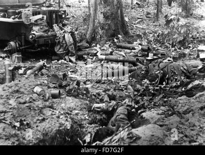 Distrutto British antitank posizione in Olanda, 1944 Foto Stock