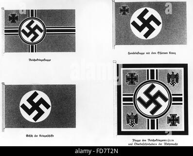 Nuovo Reichskriegsflagge (Imperial War Flag) delle forze armate tedesche, 1936 Foto Stock