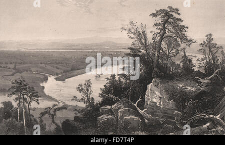 MASSACHUSETTS: Valle del Connecticut dal Monte Tom, antica stampa 1874 Foto Stock