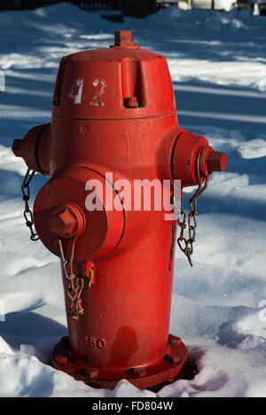 Un vecchio fire-idrante in inverno Neve a Mammoth Hot Springs. Parco Nazionale di Yellowstone, Wyoming negli Stati Uniti. Foto Stock