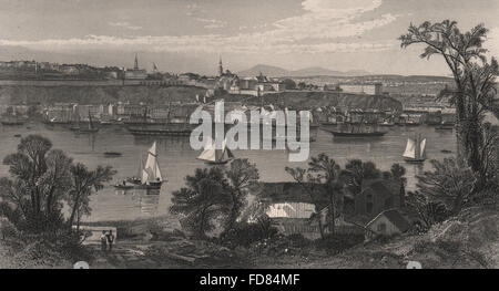 QUEBEC CITY: Vista della citta'. Molte barche a vela e navi. Il Québec. Canada, 1874 Foto Stock