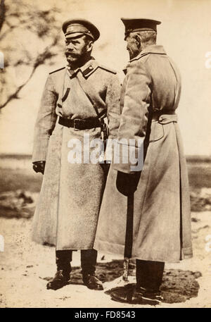 Tsar Nicholas II con il generale Brusilov, 1916 Foto Stock