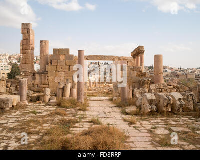 Rovine di Jerash città romana Foto Stock