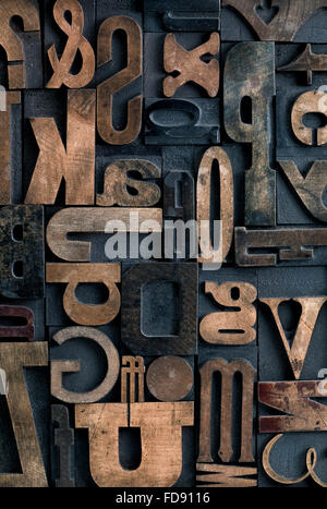 Raccolta di vari tipo di legno lettere per la stampa Foto Stock