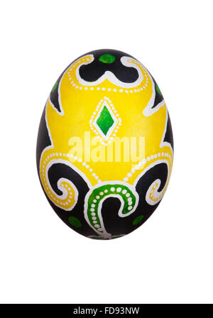 Uovo di Pasqua con ornamento, isolati su sfondo bianco Foto Stock