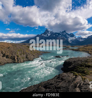 Stream, Parco Nazionale di Torres del Paine Patagonia cilena, Cile Foto Stock