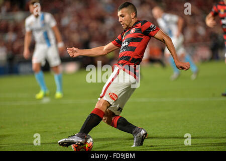 Pirtek Stadium, Parramatta, Australia. 29 gen, 2016. Hyundai un-campionato. Western Sydney Wanderers v città di Melbourne. Wanderers avanti Jaushua Sotirio in azione. Credito: Azione Sport Plus/Alamy Live News Foto Stock