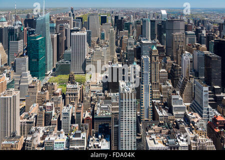 New York, Vista Aerea da Empire State Building Foto Stock