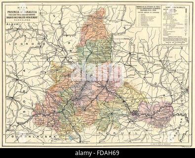 Spagna: Mapa de la Provincia de Zaragoza, 1913 Foto Stock