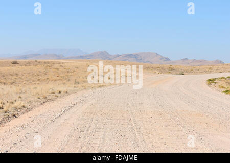 C14 road vicino al Canyon Kuiseb, Namibia con Gamsberg mountain a distanza Foto Stock