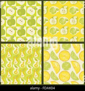 Serie di modelli senza soluzione di continuità con la frutta. Illustrazione Vettoriale. Illustrazione Vettoriale