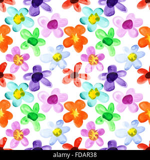 Acquerello fiori multicolori - seamless motivo floreale Foto Stock