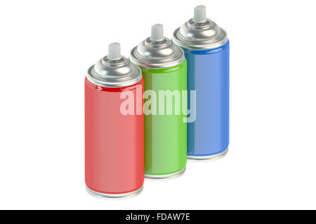 Bombolette di vernice spray isolati su sfondo bianco Foto Stock