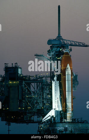 Merritt Island, Florida, Stati Uniti d'America, 22 aprile 1991 Space Shuttle Discovery sulla rampa di lancio 39A CREDITO: Mark Reinstein Foto Stock