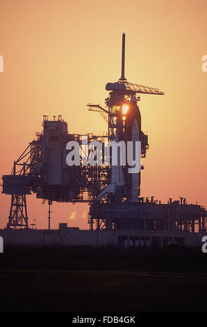 Merritt Island, Florida, Stati Uniti d'America, 22 aprile 1991 Space Shuttle Discovery sulla rampa di lancio 39A CREDITO: Mark Reinstein Foto Stock