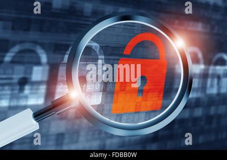 Sistema di ricerca di backdoor concetto illustrazione. I sistemi digitali di sicurezza. Sicurezza dell'applicazione. Foto Stock