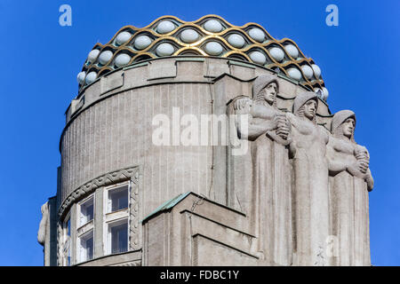 La Koruna palazzo in piazza San Venceslao, in stile Art Nouveau, Praga, Repubblica Ceca Foto Stock