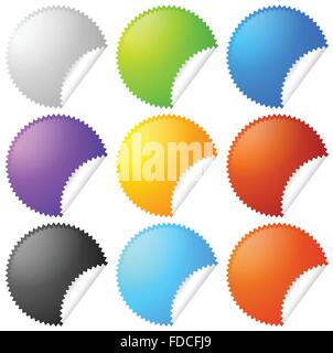 Starburst colorati, badge adesivo forme con uno spazio vuoto. Illustrazione Vettoriale