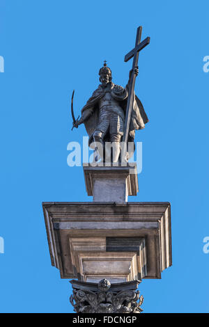 La colonna Sigismunds è 20 metri di altezza ed è stato costruito nell'anno 1644, Varsavia, Masovian, Polonia, Europa Foto Stock