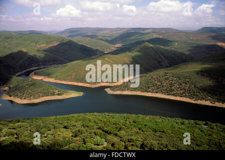 Vista del fiume Tago, Monfrague National Park, Estremadura, Spagna Foto Stock