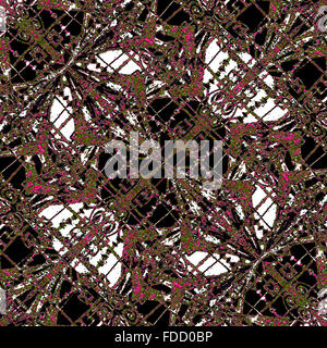 Arte digitale tecnica di collage ornati geometrici decorativi ricamo abstrac pattern design nei colori misti e grunge texture. Foto Stock
