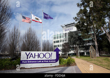 Una vista di Yahoo presso la sede centrale a Sunnyvale, California Foto Stock