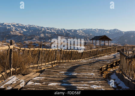 Percorso escursionistico al Shapotou National Park - Ningxia, Cina Foto Stock