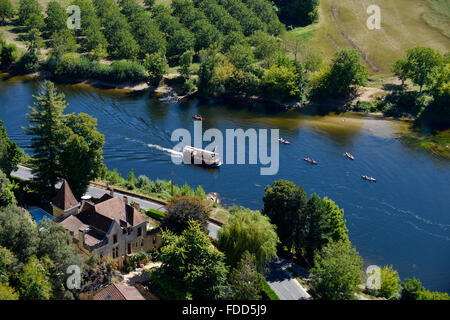 Fiume Dordogne Valley vicino a La Roque-Gageac Perigord Noir-Dordogne Aquitaine Francia Europa Foto Stock