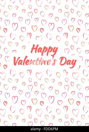 Felice il giorno di San Valentino, scheda con heards rosa Illustrazione Vettoriale