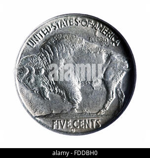 Famose tre gamba buffalo nickel datata 1937 D. Foto Stock