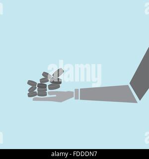 Mano e monete Illustrazione Vettoriale