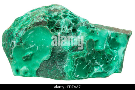 Le riprese in modalità macro della collezione di roccia naturale - verde Malachite pietra minerale isolato su sfondo bianco Foto Stock