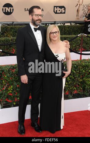 Patricia Arquette presso gli arrivi per la XXII edizione Screen Actors Guild Awards (SAG) - Arrivi 1, Shrine Auditorium, Los Angeles, CA il 30 gennaio 2016. Foto di: Dee Cercone/Everett Collection Foto Stock