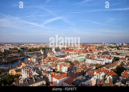 La Polonia, la città di Wroclaw cityscape dal di sopra Foto Stock