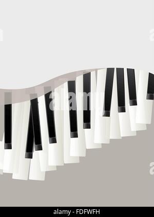 Tasti di pianoforte retrò background. disegno astratto modello con spazio per il testo Illustrazione Vettoriale